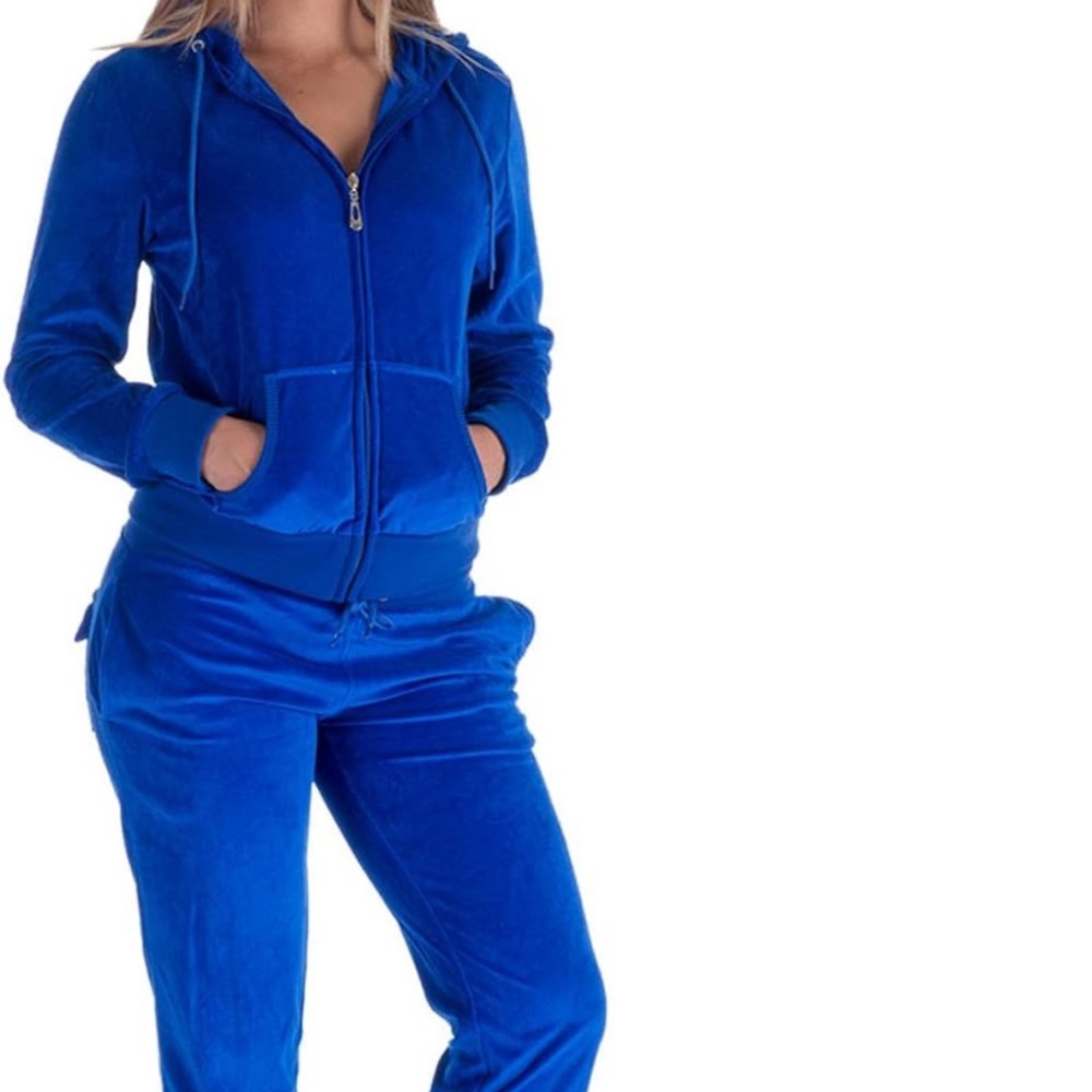 Blue Velour Tracksuit / Sweatsuit Size M